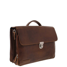 Afbeelding in Gallery-weergave laden, BRUIN CRACK LEER OXFORD 3-VAKS VOORV 15.6 LAPTOP TAS