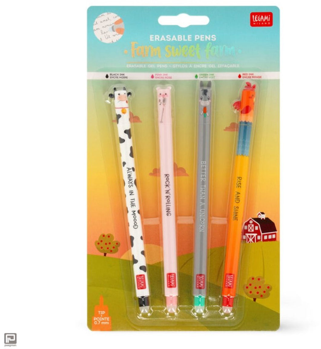 set 4 uitwisbare pennen Farm sweet farm- Legami  Limited Edition