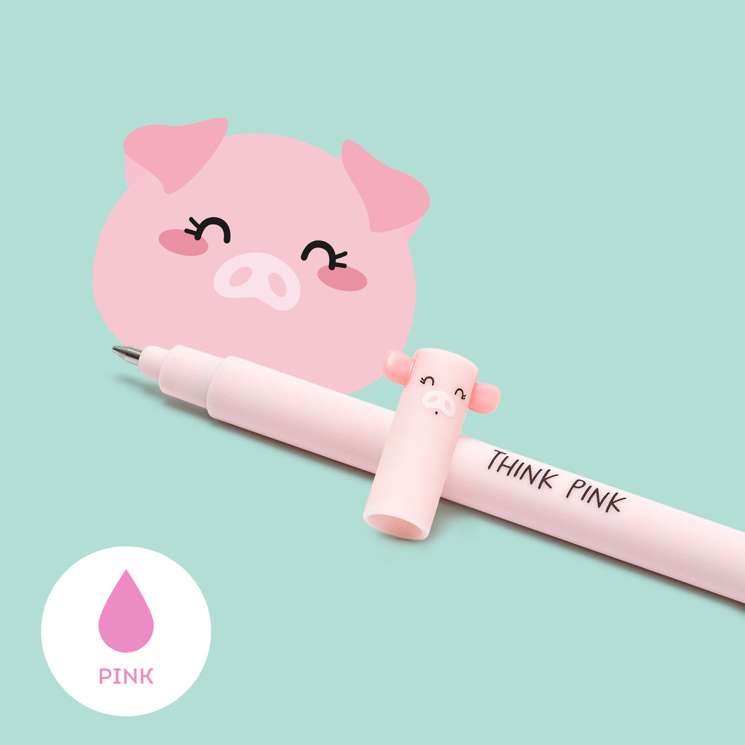 Uitwisbare pen roze Piggy Legami